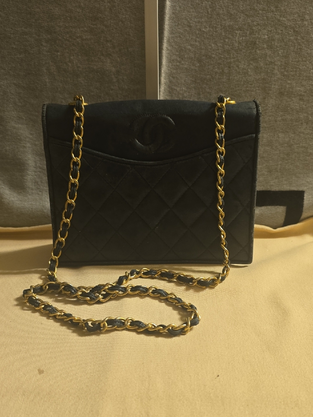 CHANEL Navy Blue Quilted Lambskin Shoulder Bag